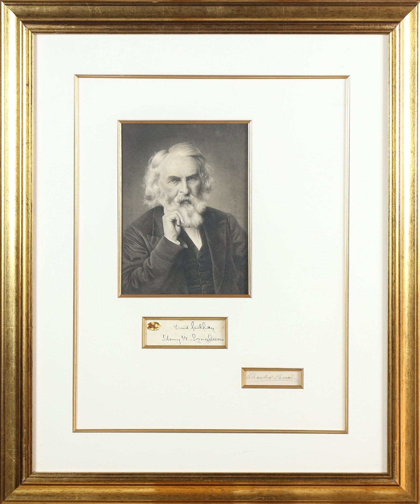 Henry Longfellow Signed Historical Document Framed Display - Memorabilia Framers Shop